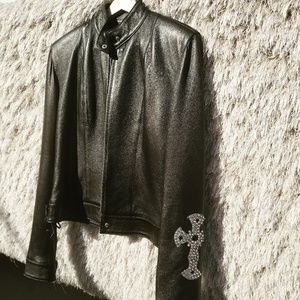 Vintage Leather Black Designer Jacket